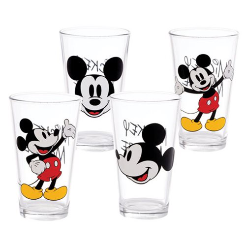 Disney Mickey Mouse 16 oz. Glass 4-Pack